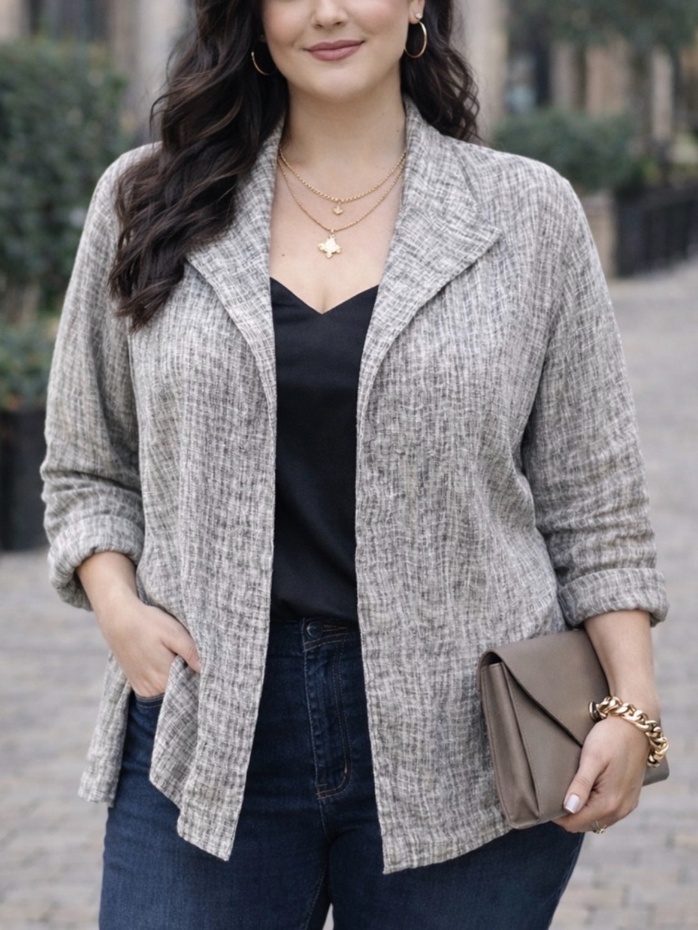 Allie Coosh Textured Linen Tunic Topper Jacket XL